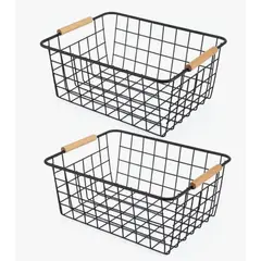 HD HOGAR SPA - Pack 2 Canasto Organizador Cesta Ropa Verduras Frutas Cocina