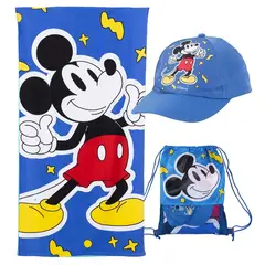 MASHINI - Toalla De Playa Infantil Con Bolso 70x140 + Jockey Mickey Happy