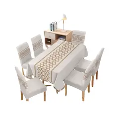 GENERICO - Juego Mantel De Comedor más 6 fundas de silla 07
