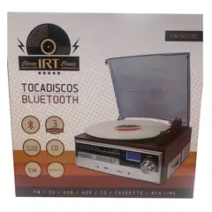 IRT - Tocadisco Vinilo Cassette Cd Radi Am Fm Bluetooth Usb Marrón Claro
