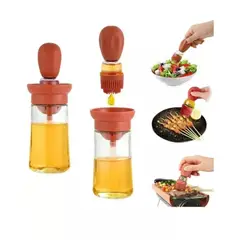 GENERICO - Dispensador Aceite 2 en 1 Brocha Silicona Vidrio 200ml Dosificador Cocina y Parrilla