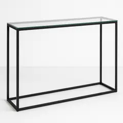GENERICO - Mesa de Arrimo Negra con Vidrio Templado 100x30x90 cm Diseño Moderno Minimalista
