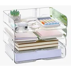 OKAY - Bandeja Organizadora De Escritorio Transparente 4 Niveles