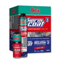 AKFIX - Caja 12 Espuma Poliuretano Proyectado Thermcoat + Limpiador