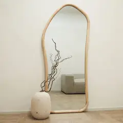 SANTU HOME & DECO - Espejo Irregular Cuerpo Entero Madera Color Abedul 180x80cm