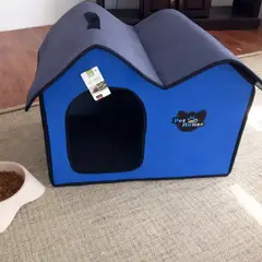 GENERICO - Casa cama plegable de mascotas perro o gato AZUL