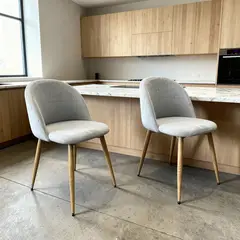 VENHOOUSE - Pack 2 Silla Comedor Moderna Acolchada Metal Sora Velvet Gris