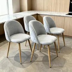 VENHOOUSE - Pack 4 Silla Comedor Moderna Acolchada Metal Sora Velvet Gris