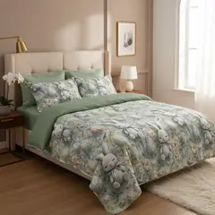 GENERICO - CUBRECAMA 1.5 PLAZA DISEÑO CONEJITO DE PASCUA 5D TELA QUILT VERANO TF