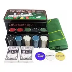 GENERICO - Set Poker 200 Fichas +paño Black Jack Texas Holdem