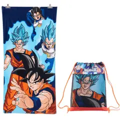 MASHINI - TOALLA DE PLAYA ALGODON CON BOLSO DRAGON BALL DISNEY