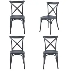 SPAZZIO - KIT 4 SILLAS PP RETRO CROSSBACK GRAFITO