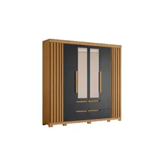 TAHUARI - Closet 6 puertas con espejo Doble Casal nature/titanium