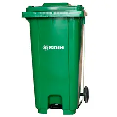 GENERICO - Contenedor De Basura Con Tapa Rueda Y Pedal 120 L