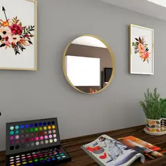 TUHOME - Espejo Bela Circular 38x38x35 Cm Dorado Con Marco Metalico