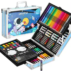 GENERICO - Set Para Pintar Lápices Colores Maleta De Arte 145pc Azul Astronauta