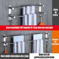 GENERAL - Toalla De Pared doble Telescópica Doble Barra Telescópica