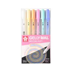 SAKURA - Lápices Gel Gelly Roll Moonlightc Set 6 Color Pastel