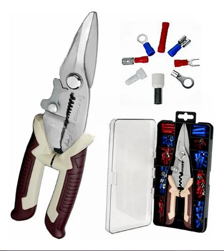 Alicate Pelacable Cortacable Tijera Con Estuche Y Terminales