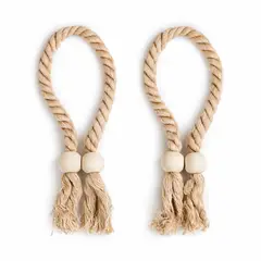 COLETTE - Set De Toma Cortinas Cordon Trenzado Borla Madera Colores