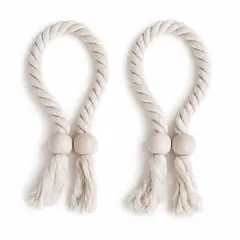 COLETTE - Set De Toma Cortinas Cordón Trenzado Borla Madera Japandi Colores