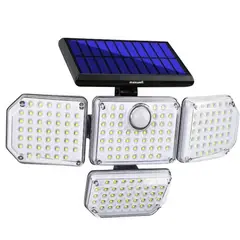 GENERICO - Foco Led Solar 04 Cabezales Giratorias con Sensor Movimiento