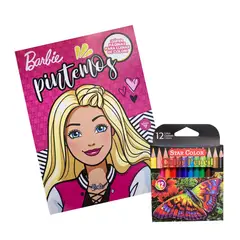 VERTICE - Pack libro colorear Barbie + 12 lápices de colores