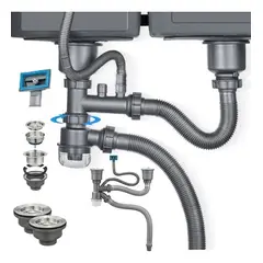 KUANGYE - Desagüe Fregadero Cocina Baño Tubo Doble Flexible Para Aseo Tubo De Drenaje A Prueba De Olores