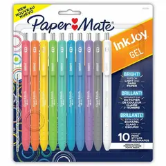 PAPER MATE - Set 10 Lápices Gel Inkjoy Retráctil Punta F 07mm