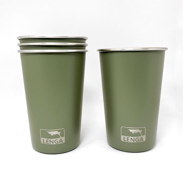 LENGA Vasos Acero Inoxidable Verde Musgo Pack 4 Unidades 473ml Lenga®