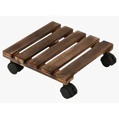 HD HOGAR SPA - Porta Maceta Madera Con Rueda Bloqueables Rectangular