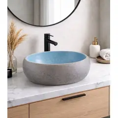 MODERN SPACE - Lavamanos 40x40x155 Cm Sobreponer Loza Redondo MarEgeo