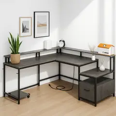 MOAD - Escritorio Nova X en L modular Gris Negro
