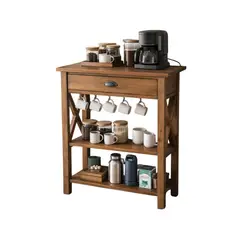 GENERICO - Estación de Café X de Madera Natural Color Nogal Hecha a Mano