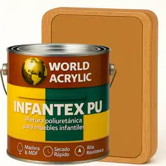 WORLD ACRYLIC - PINTURA MUEBLES INFANTEX PU BRILLANTE- MULTISUPERFICIES - GALON MADERA CLARO