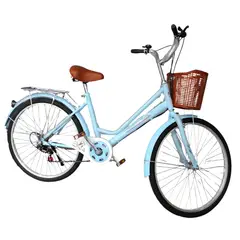 GENERICO - Bicicleta Aro 27.5 Puleda Celeste de Paseo Con 7 Velocidades Y Freno Disco