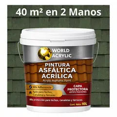 WORLD ACRYLIC - PINTURA - SELLO - IMPERMEABIZANTE - TEJAS ASFALTICA - TINETA 10L VERDE MUSGO