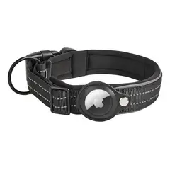 HOOPET - Collar Con Funda Airtag Para Perros O Gatos Mascotas Negro XL