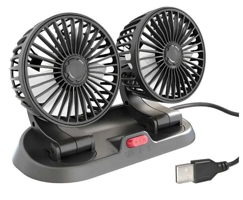 Ventilador Doble Usb Auto Casa Oficina 360° Rotación