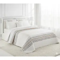 GENERICO - CUBRECAMA QUILT KING BEIGE DISEÑO MODERNO ELEGANTE DECORATIVO TFI