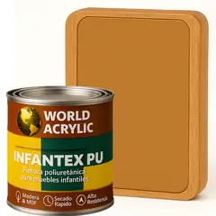 WORLD ACRYLIC - PINTURA MUEBLES INFANTEX PU BRILLANTE- MULTISUPERFICIES - 1-8 GALON MADERA CLARO