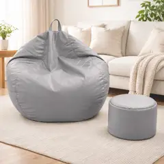 JOYTEK - Puff Pera Eco Cuero talla XL 120x80cm Gris