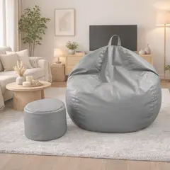 JOYTEK - Puff Pera Eco Cuero talla XL 120x80cm Gris