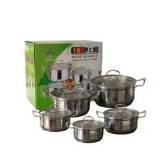 GENERICO - Juego De Ollas Batería De Cocina Set 10 Piezas Acero Inoxidable