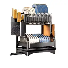 GENERICO - Escurridor de Platos Negro Mate Elegante