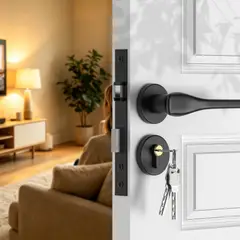 AIZO - Manija de Aleación de Aluminio, con Amortiguación Silenciosa y Cerradura de Seguridad, Negro Moderno
