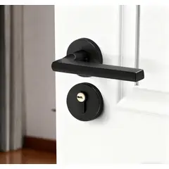 AIZO - Manija de Puerta con Amortiguación Silenciosa y Cerradura de Seguridad, Color Negro Moderno