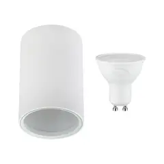 TECHNOLAMP - Pack Foco Sobrepuesto New Bristol Blanco + Ampolleta Cálida