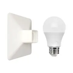 SCHNEIDER - Pack Portalampara Plafon E27 Cuadrado + Ampolleta Led Luz Cálida