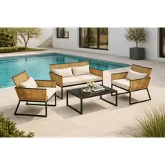 SPACE HOME - Mueble de Terraza Beige – Completo 4 Piezas Exterior